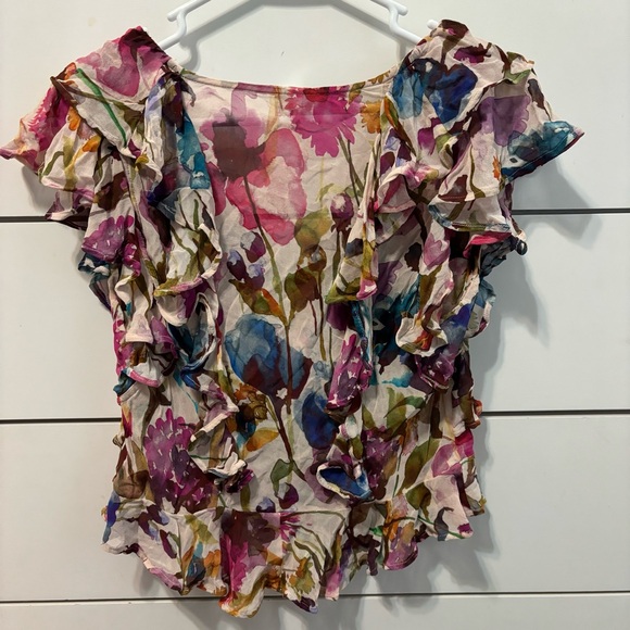 Anthropologie Flutter-Sleeve V-Neck Blouse - Picture 3 of 6